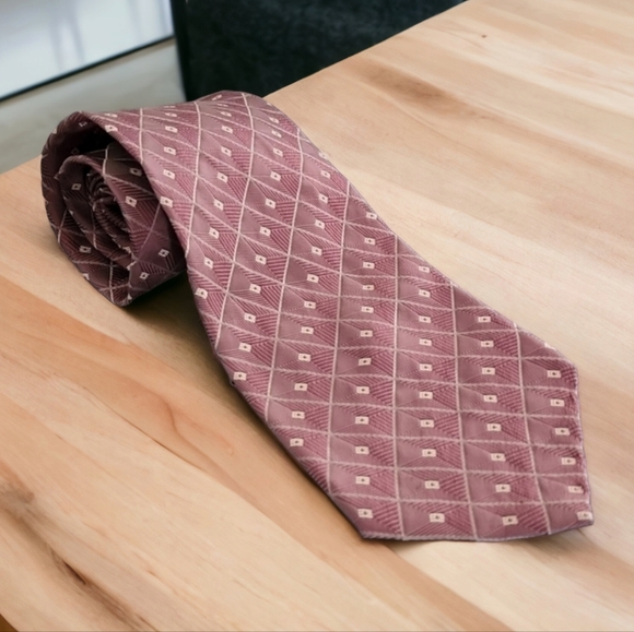 Kenneth Cole New York Other - Kenneth Cole Dusty Mauve Rose Textured Executive Geometric Mens Suit Silk Tie
